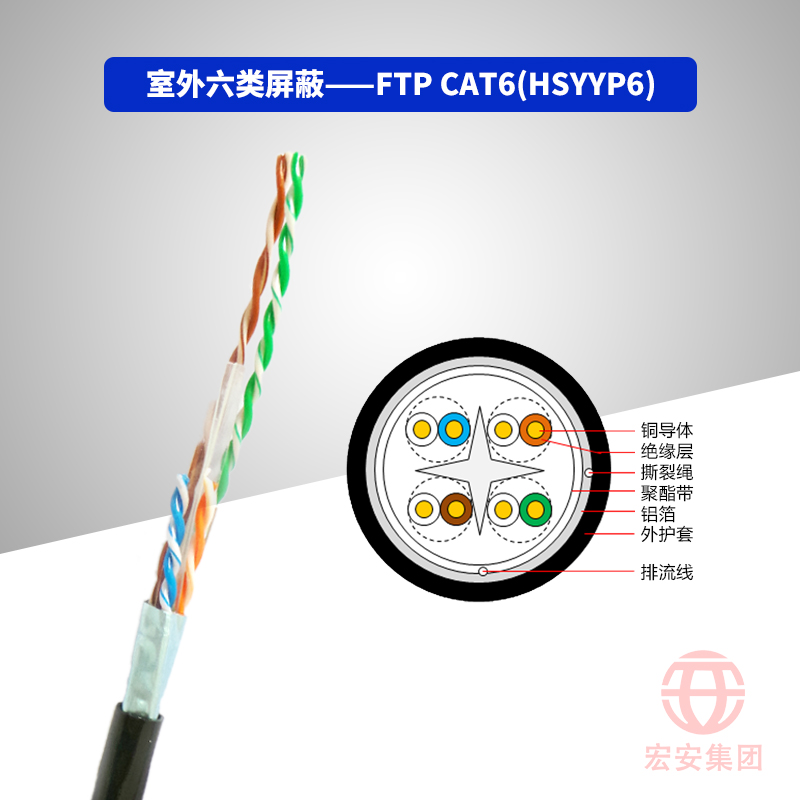 FTP CAT6(HSYYP6、HSYVYP6) 室外六类屏蔽数字通信用水平对绞对称电缆