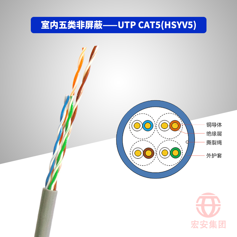 UTP CAT5(HSYV5) 室内五类非屏蔽数字通信用水平对绞对称电缆